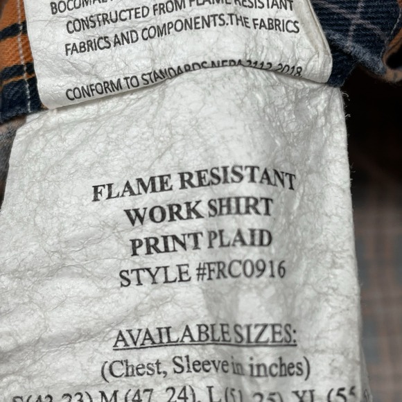 Bocomal Flame Resistant Shirt Mens 2XL Orange Plaid FR Work Pearl Snap Western - Picture 11 of 11